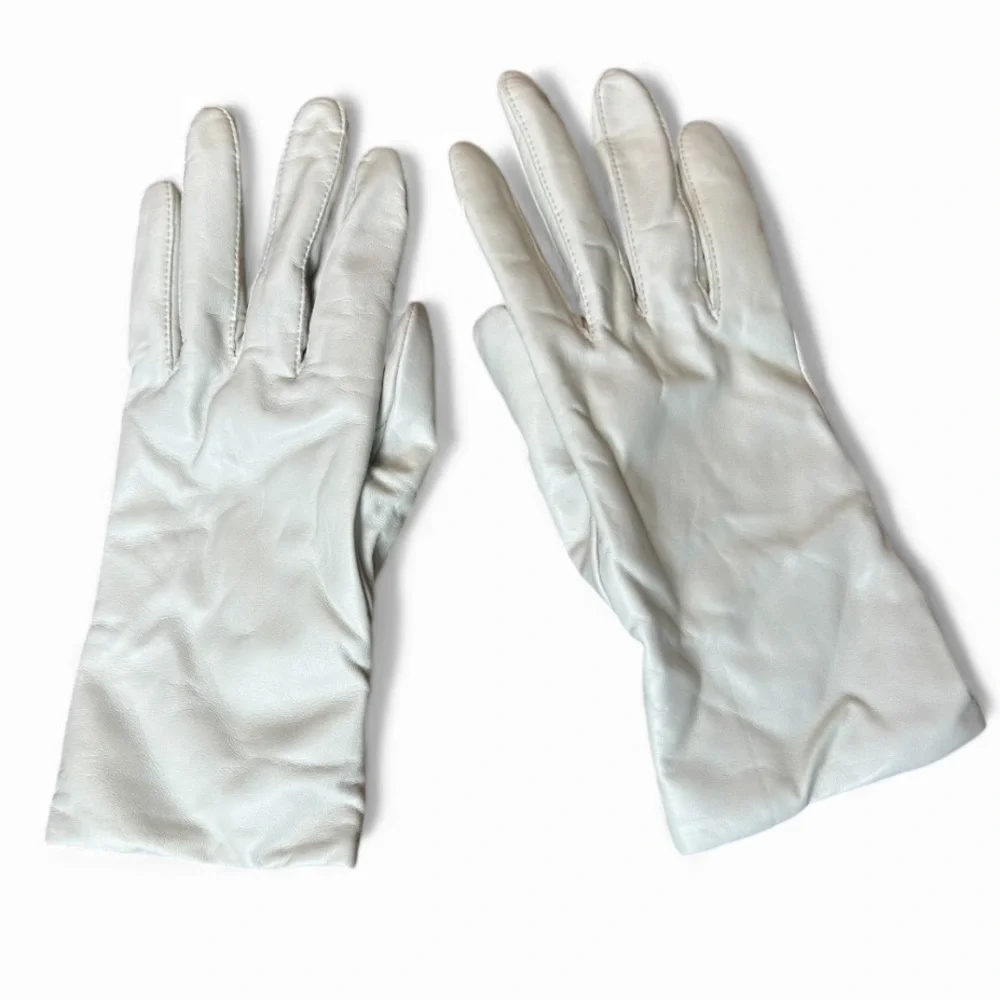 White Cashmere Leather Gloves